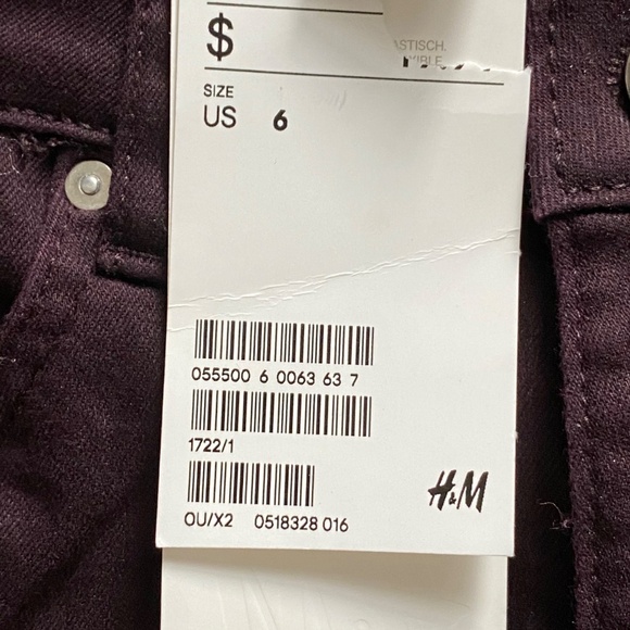 NWT H&M Super Stretch Skinny Jeans Deep Purple Plum Size 6 - Picture 5 of 11